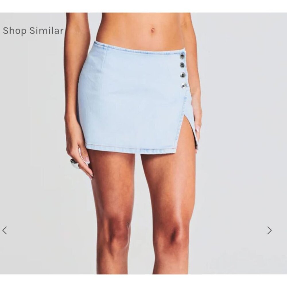 Retrofete Kayden Micro Mini Denim Skirt in Vivid Light Wash Size 28